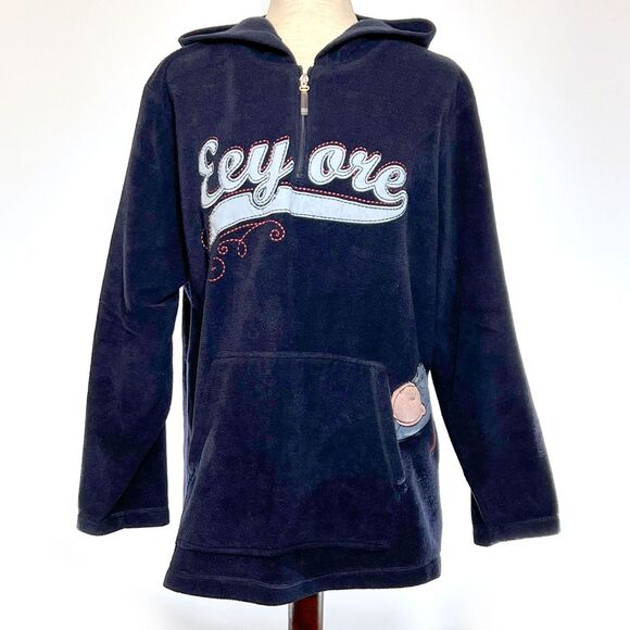 Disney EEYORE Plus Size 2X Navy Fleece Hoodie Sweatshirt 1/4 Zip - Picture 1 of 9